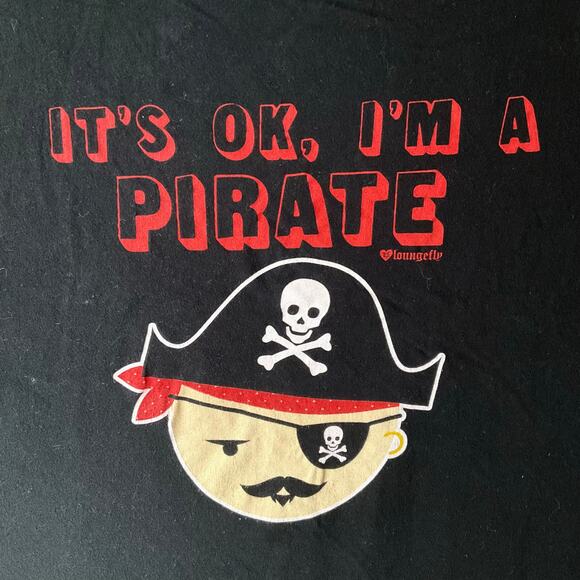 Loungefly Men Short Sleeve Crewneck T-shirt Size M, Black, It’s Ok I’m A Pirate - Picture 5 of 8